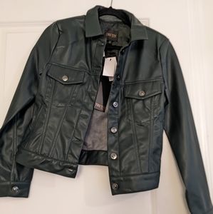 Brand new hunter green fake leather jacket